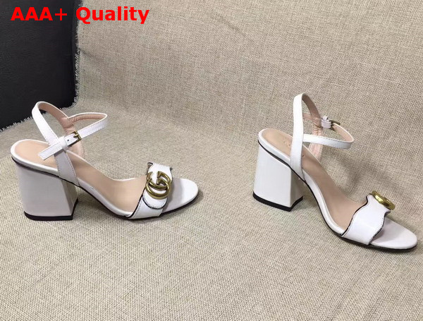 Gucci Leather Sandal in White with Double G Gold Toned Hardware Replica