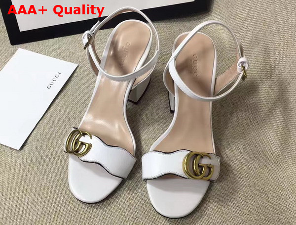 Gucci Leather Sandal in White with Double G Gold Toned Hardware Replica