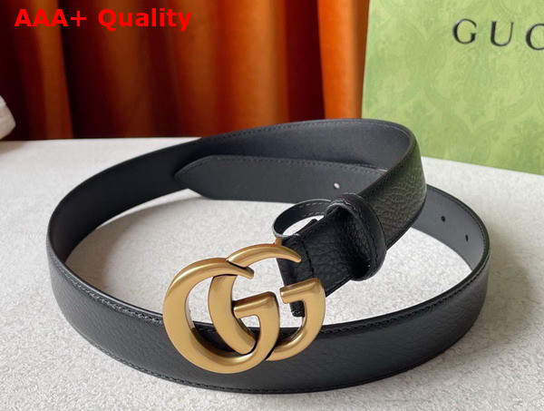 Gucci Leather Thin Belt with Double G Buckle Black Replica