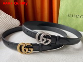 Gucci Leather Thin Belt with Double G Buckle Black Replica