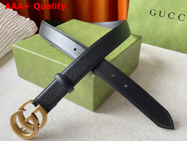 Gucci Leather Thin Belt with Double G Buckle Black Replica