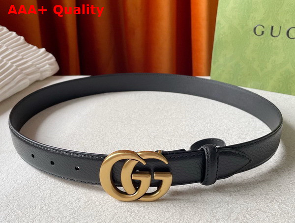 Gucci Leather Thin Belt with Double G Buckle Black Replica