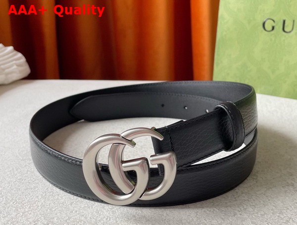 Gucci Leather Thin Belt with Double G Buckle Black Replica