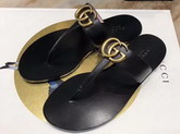 Gucci Leather Thong Sandal with Double G Black Leather