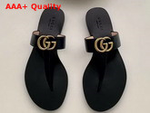 Gucci Leather Thong Sandal with Double G Black Leather 497444 Replica