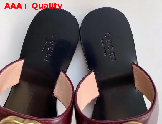 Gucci Leather Thong Sandal with Double G Burgundy Leather 497444 Replica