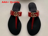 Gucci Leather Thong Sandal with Double G Red Leather 497444 Replica