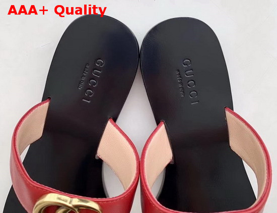 Gucci Leather Thong Sandal with Double G Red Leather 497444 Replica