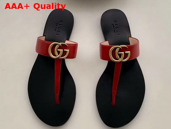 Gucci Leather Thong Sandal with Double G Red Leather 497444 Replica