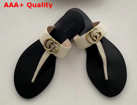 Gucci Leather Thong Sandal with Double G White Leather 497444 Replica