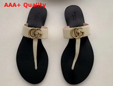 Gucci Leather Thong Sandal with Double G White Leather 497444 Replica