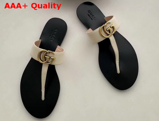 Gucci Leather Thong Sandal with Double G White Leather 497444 Replica