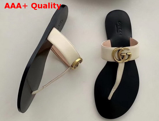 Gucci Leather Thong Sandal with Double G White Leather 497444 Replica