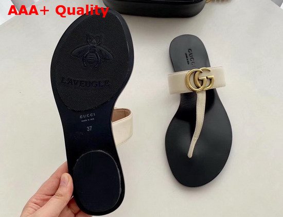 Gucci Leather Thong Sandal with Double G White Leather 497444 Replica