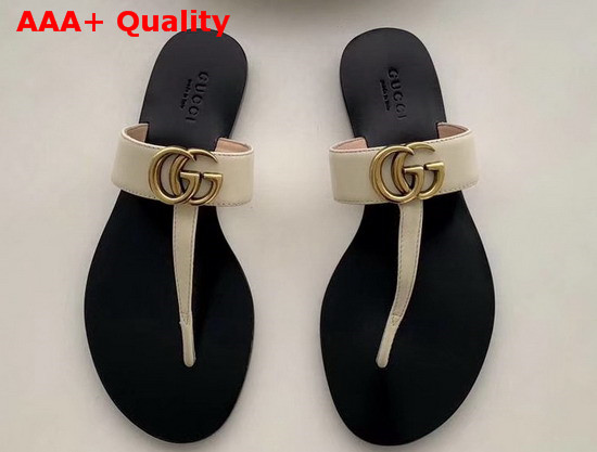 Gucci Leather Thong Sandal with Double G White Leather 497444 Replica