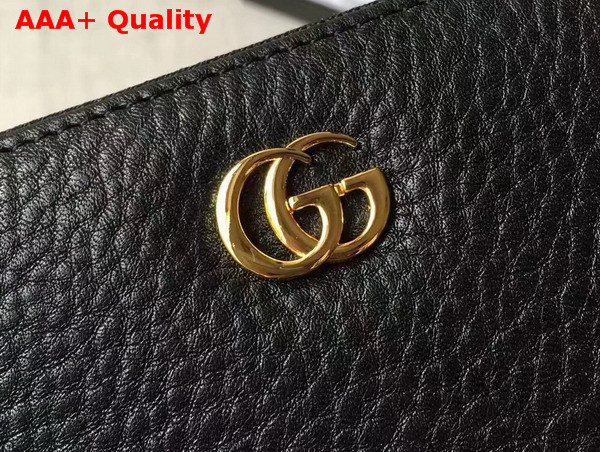 Gucci Leather Zip Around Wallet in Black with Double G Logo Replica