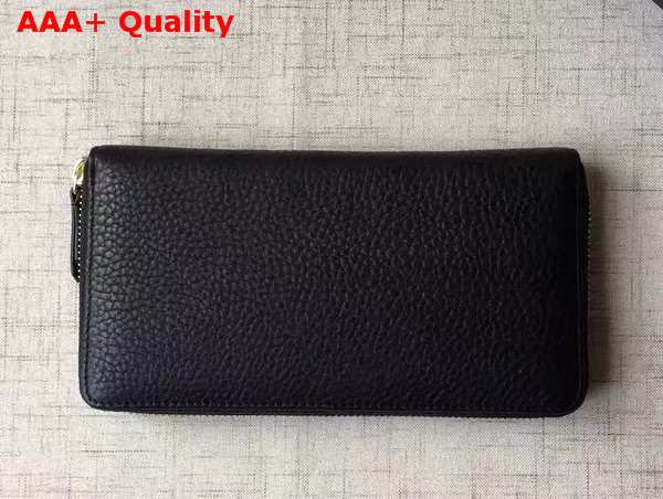 Gucci Leather Zip Around Wallet in Black with Double G Logo Replica