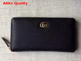 Gucci Leather Zip Around Wallet in Black with Double G Logo Replica