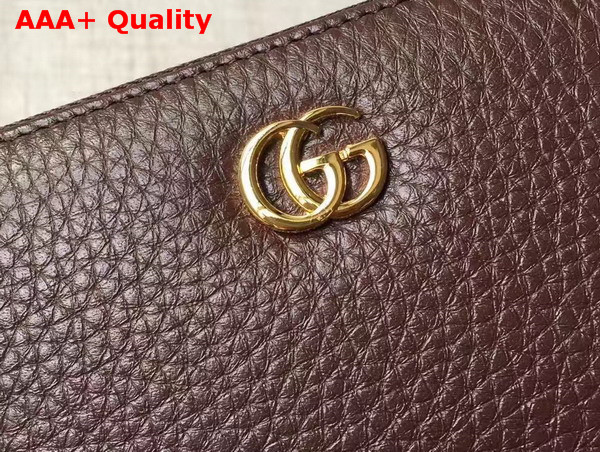 Gucci Leather Zip Around Wallet in Bordeaux with Double G Logo Replica