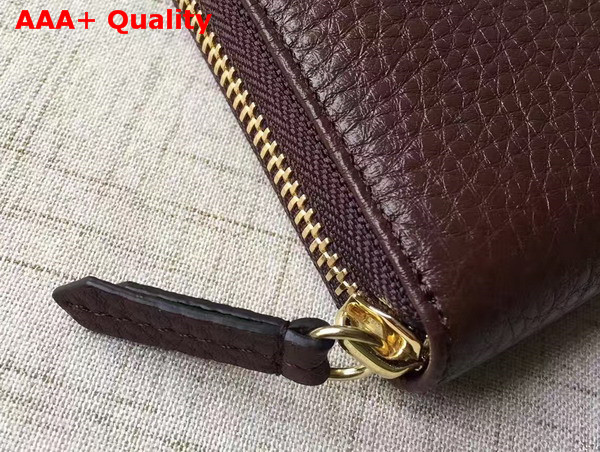 Gucci Leather Zip Around Wallet in Bordeaux with Double G Logo Replica