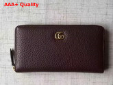 Gucci Leather Zip Around Wallet in Bordeaux with Double G Logo Replica