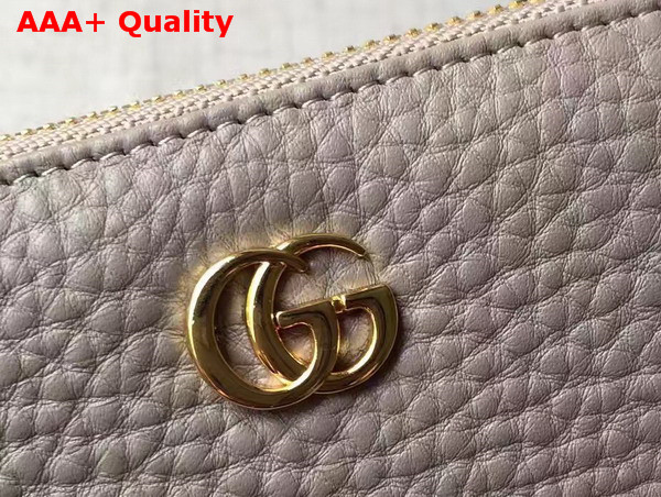 Gucci Leather Zip Around Wallet in Grey with Double G Logo Replica