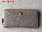 Gucci Leather Zip Around Wallet in Grey with Double G Logo Replica