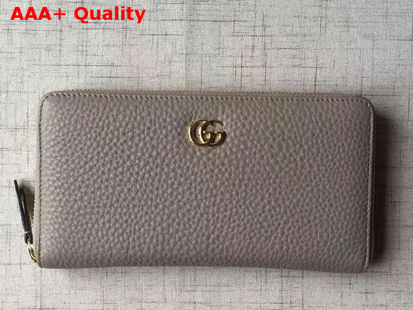 Gucci Leather Zip Around Wallet in Grey with Double G Logo Replica