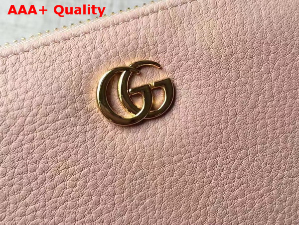 Gucci Leather Zip Around Wallet in Light Pink with Double G Logo Replica