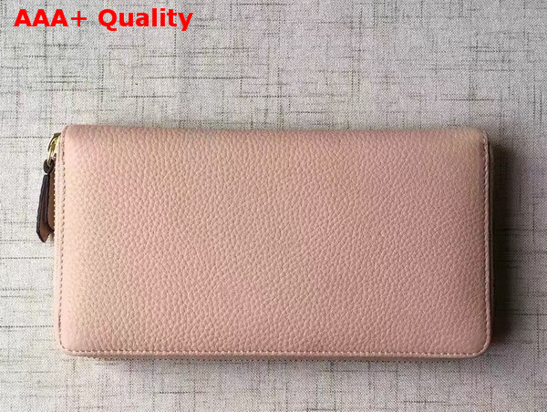 Gucci Leather Zip Around Wallet in Light Pink with Double G Logo Replica