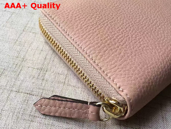 Gucci Leather Zip Around Wallet in Light Pink with Double G Logo Replica