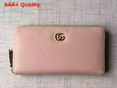 Gucci Leather Zip Around Wallet in Light Pink with Double G Logo Replica