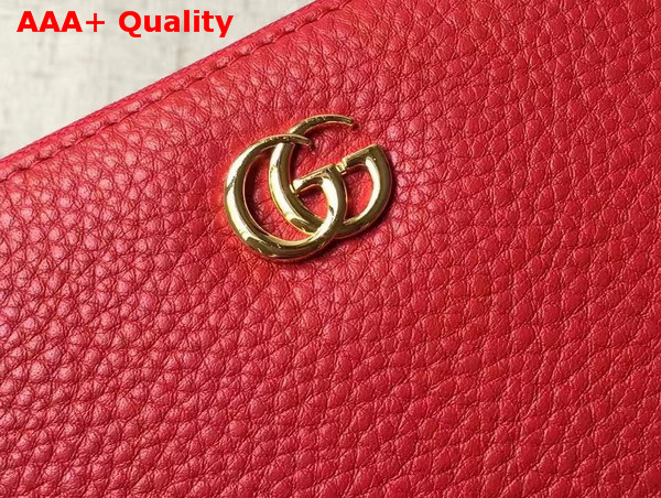 Gucci Leather Zip Around Wallet in Red with Double G Logo Replica