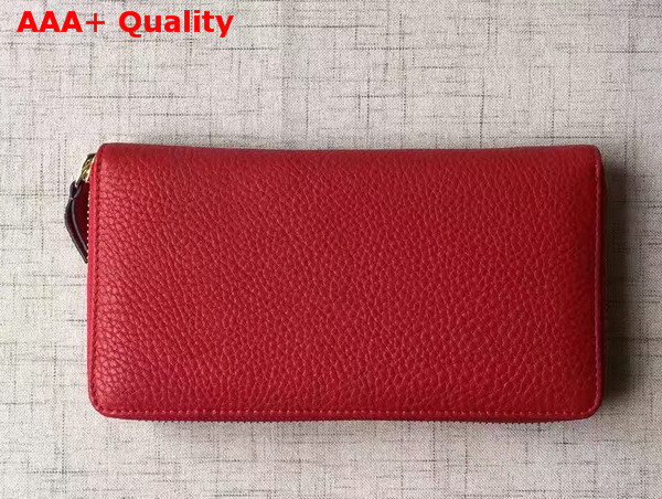 Gucci Leather Zip Around Wallet in Red with Double G Logo Replica