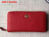 Gucci Leather Zip Around Wallet in Red with Double G Logo Replica