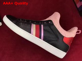 Gucci Leather and Lace High Top Sneaker Black Leather and Pink Lace Replica