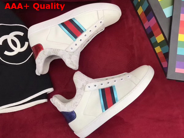 Gucci Leather and Lace High Top Sneaker White Leather Replica