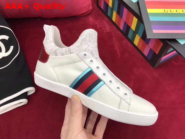 Gucci Leather and Lace High Top Sneaker White Leather Replica