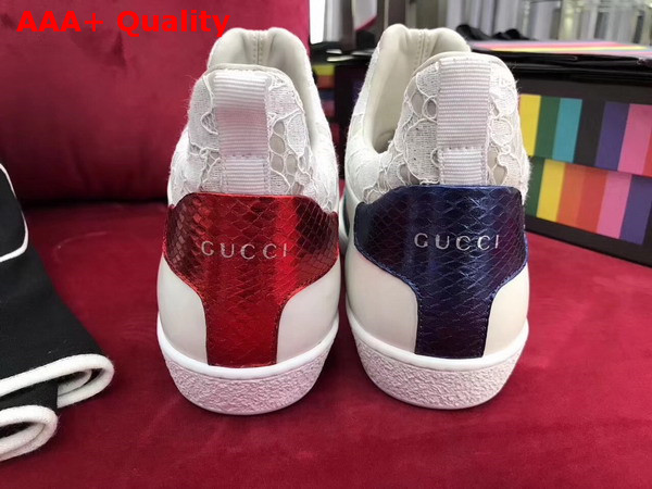 Gucci Leather and Lace High Top Sneaker White Leather Replica