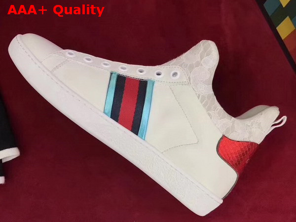 Gucci Leather and Lace High Top Sneaker White Leather Replica