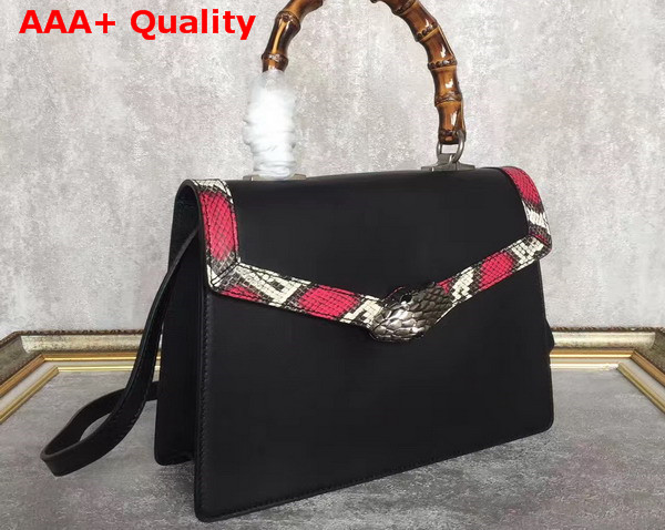 Gucci Lilith Leather Top Handle Bag Black Real Leather Replica