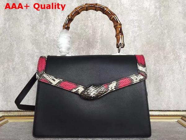 Gucci Lilith Leather Top Handle Bag Black Real Leather Replica