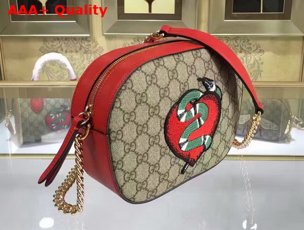 Gucci Limited Edition GG Supreme Mini Chain Bag Embroidered Heart Snake and Flower Replica