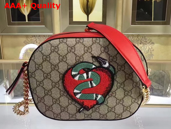 Gucci Limited Edition GG Supreme Mini Chain Bag Embroidered Heart Snake and Flower Replica