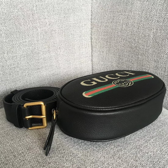 Gucci Logo Belt Bag in Black Real Leather