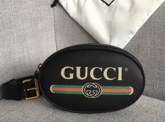 Gucci Logo Belt Bag in Black Real Leather