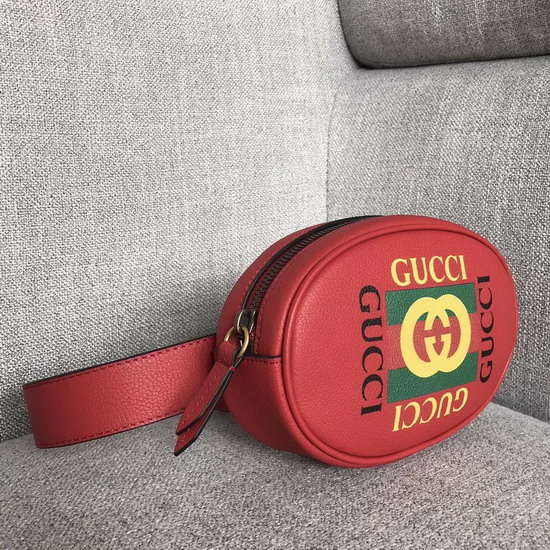 Gucci Logo Belt Bag in Red Real Leather