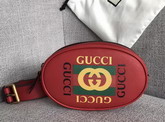 Gucci Logo Belt Bag in Red Real Leather