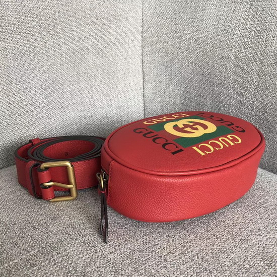 Gucci Logo Belt Bag in Red Real Leather