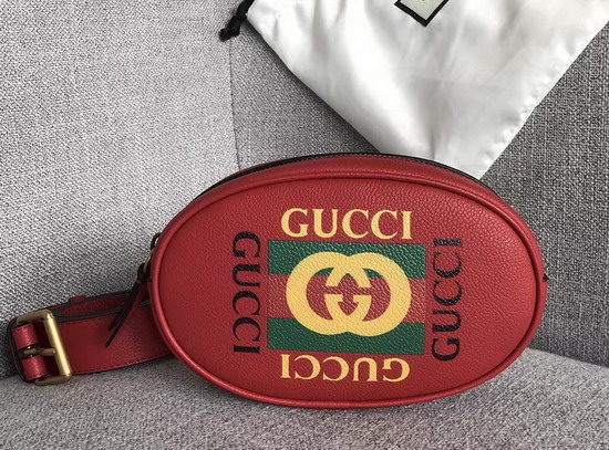 Gucci Logo Belt Bag in Red Real Leather